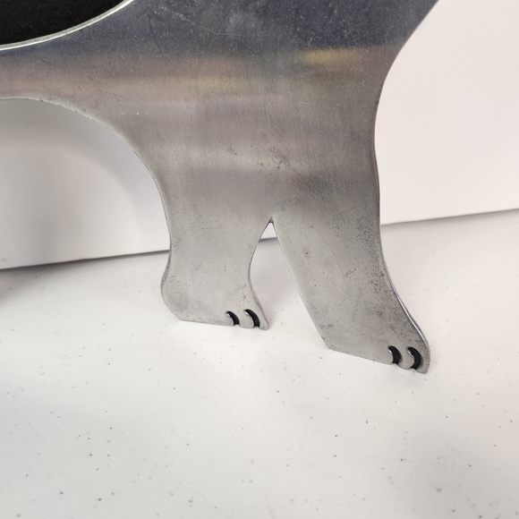 Cat Fish Photo Frame Large Silver Metal Freestanding Curved 11” Decor 4x6 Cats - Picture 4 of 9